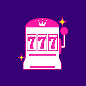 A white and neon pink slot showing 777 on a purple background.