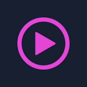 A simple play button icon in purple on a dark background, symbolizing video play.