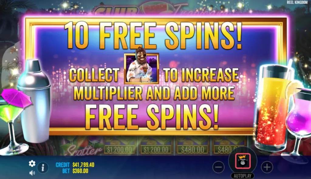 An action shot of a gameplay moment showcasing a free spin win.